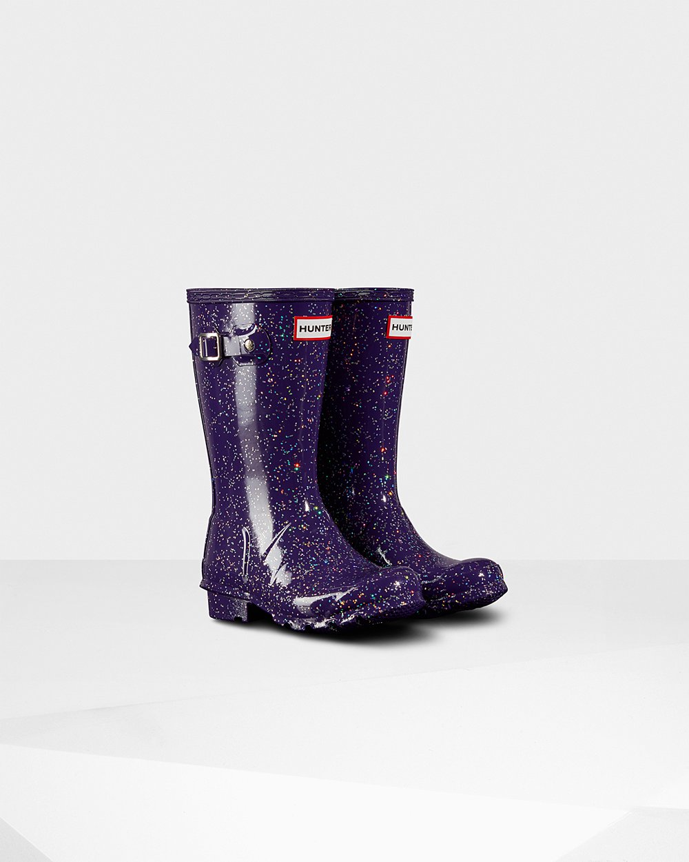 Hunter Niños Original Big Giant Glitter - Botas de Lluvia Azules Moradas - 940-KTDVUN